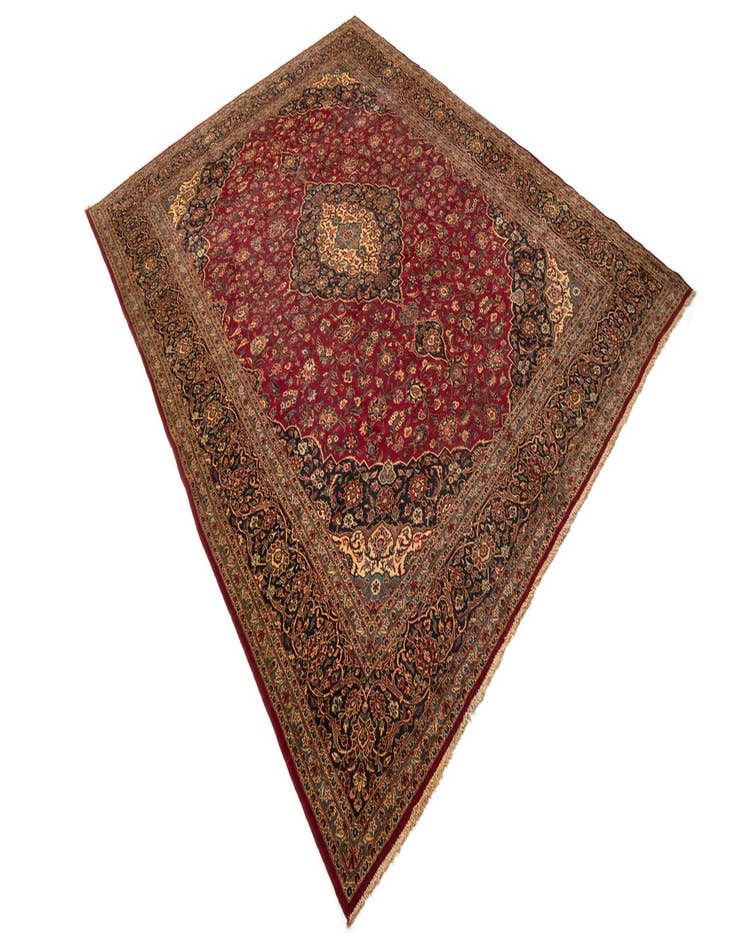 Detail image of 10' 6 x 14' Hand Knotted Kashan Persian Wool Rug