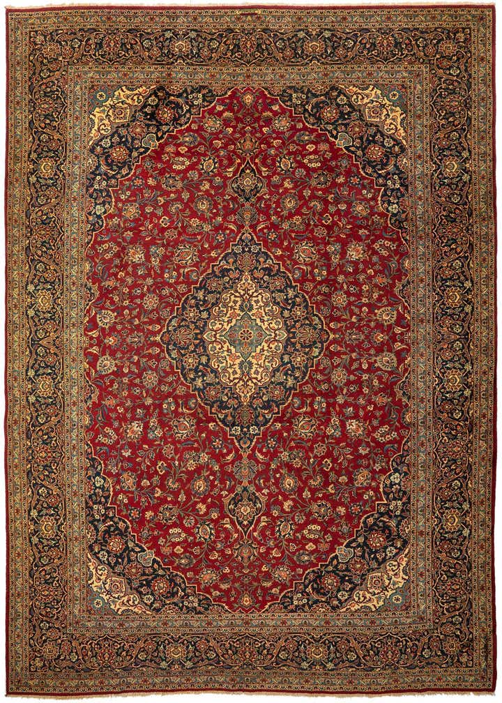 10' 6 x 14' Hand Knotted Kashan Persian Wool Rug