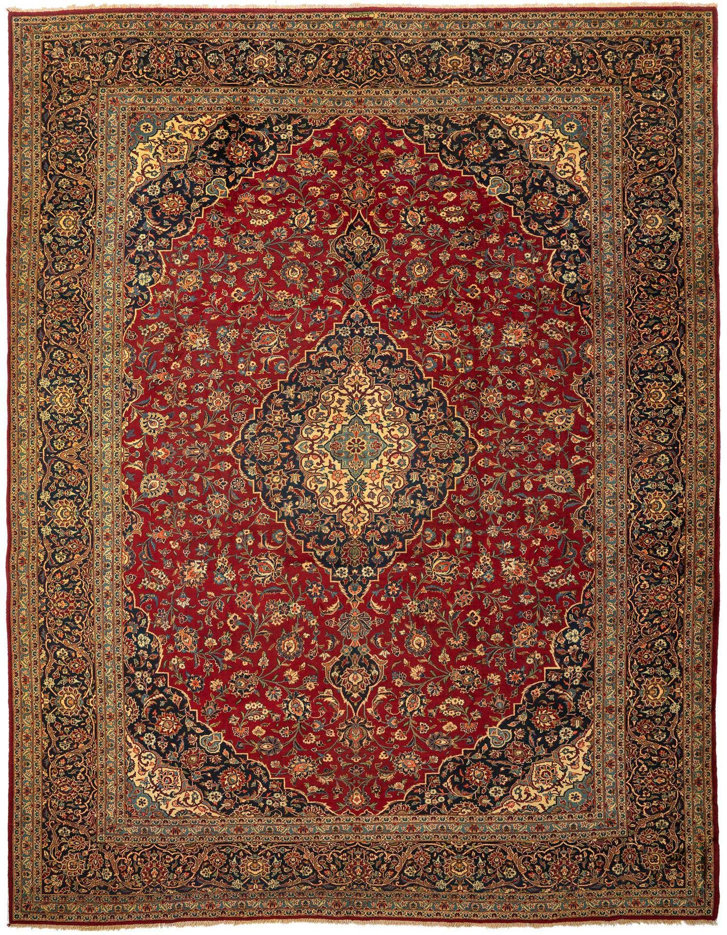 10' 6 x 14' Hand Knotted Kashan Persian Wool Rug