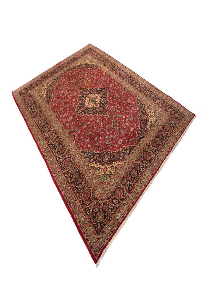 9' 7 x 12' 11 Hand Knotted Kashan Persian Wool Rug