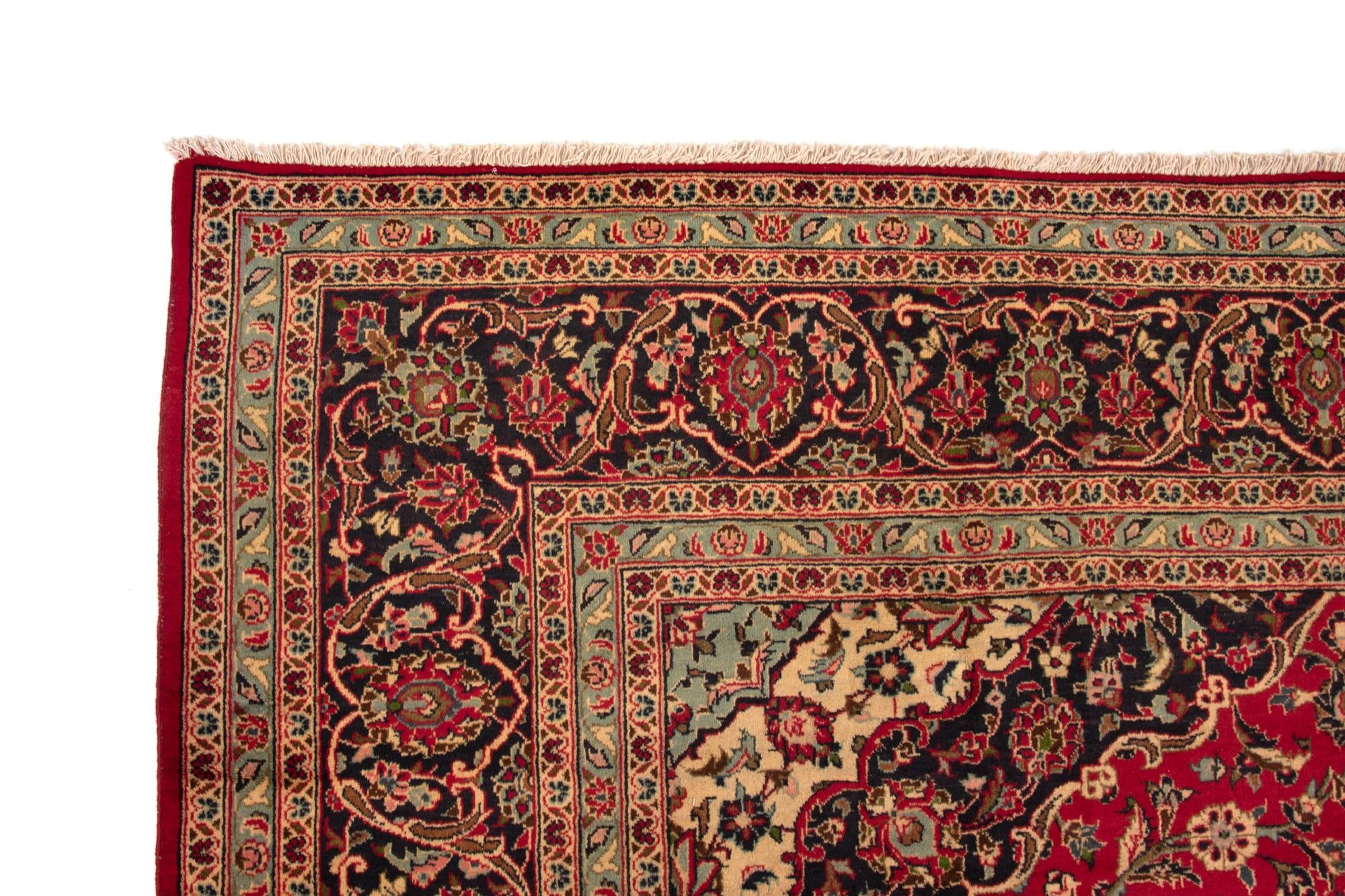 9' 7 x 12' 11 Hand Knotted Kashan Persian Wool Rug