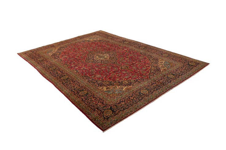 Detail image of 9' 5 x 12' 10 Hand Knotted Kashan Persian Rug