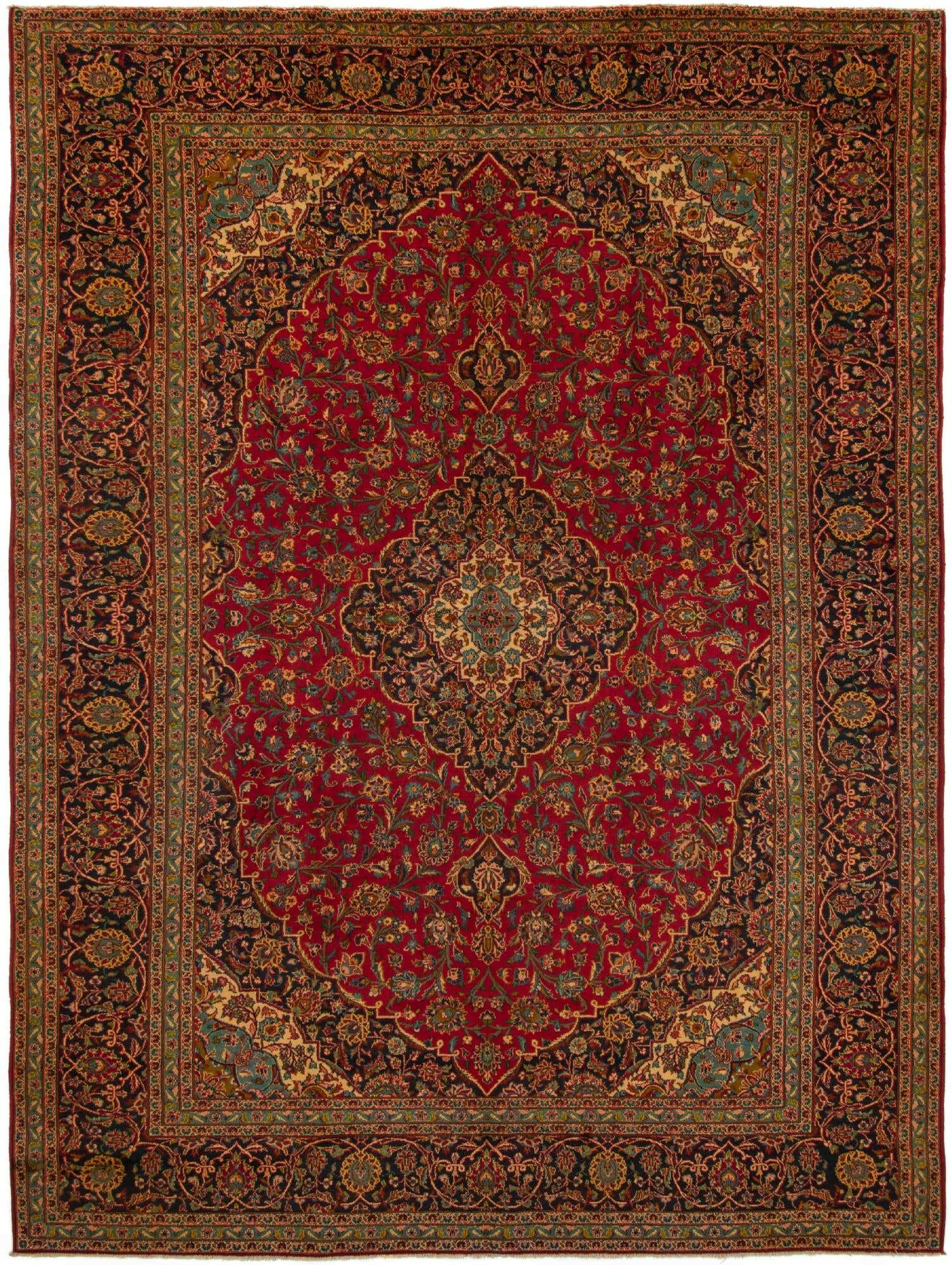 9' 5 x 12' 10 Hand Knotted Kashan Persian Rug