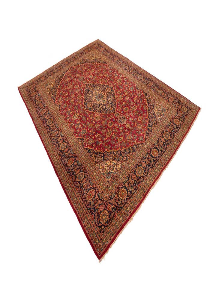 9' 9 x 12' 10 Hand Knotted Kashan Persian Rug