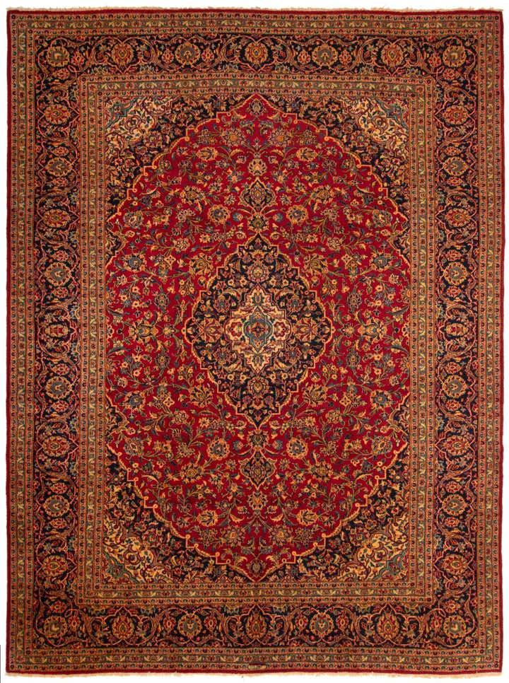 9' 9 x 12' 10 Hand Knotted Kashan Persian Rug