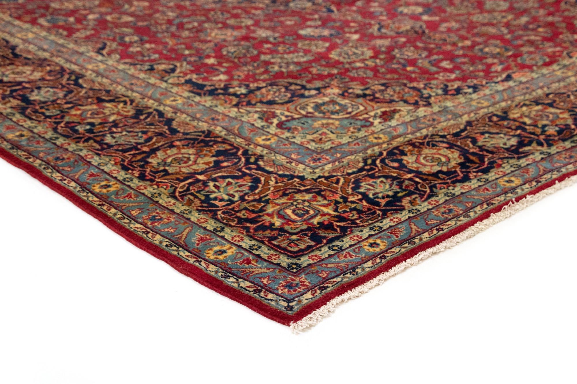 9' 7 x 13' 1 Hand Knotted Kashan Persian Wool Rug