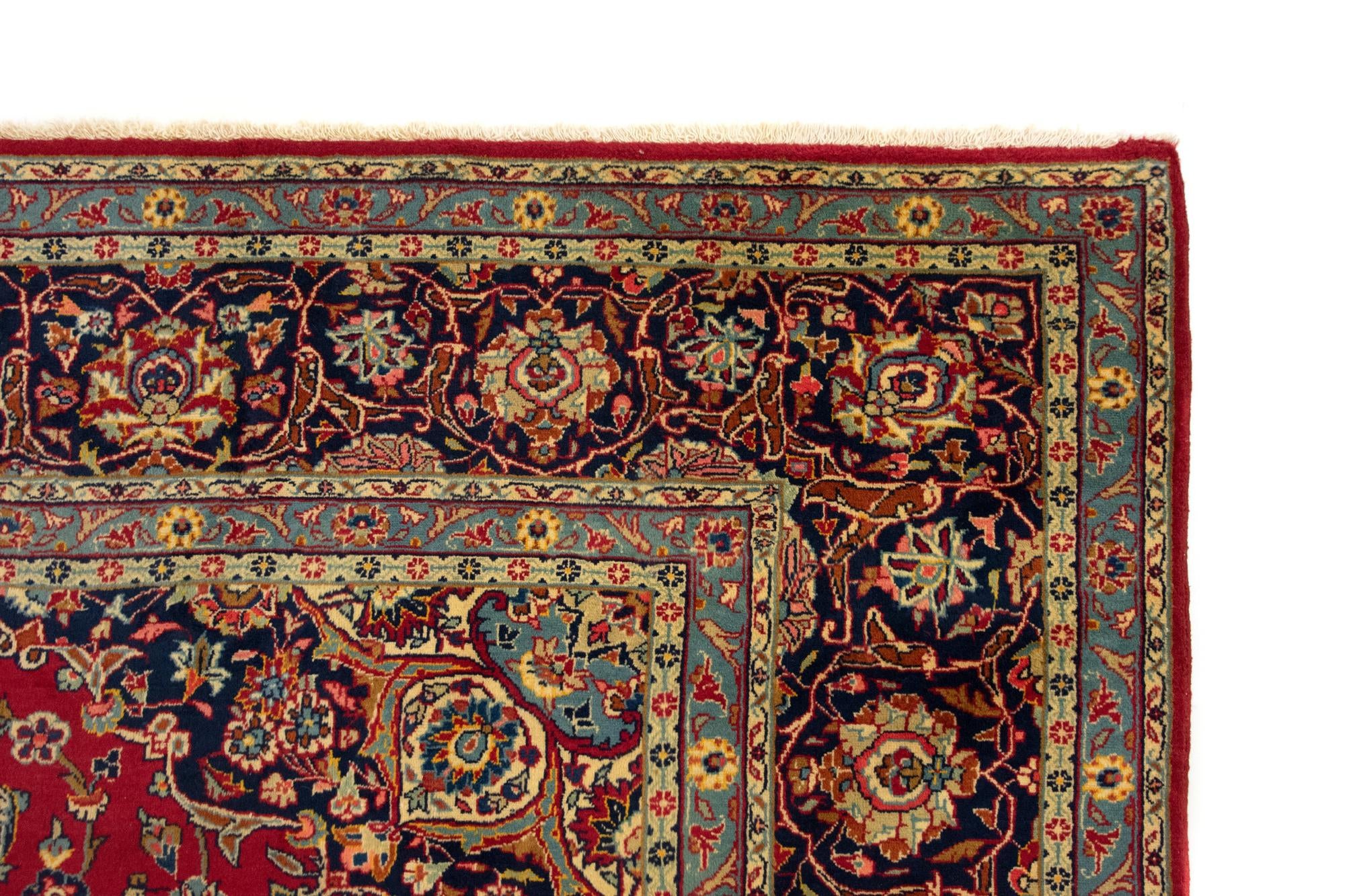9' 7 x 13' 1 Hand Knotted Kashan Persian Wool Rug