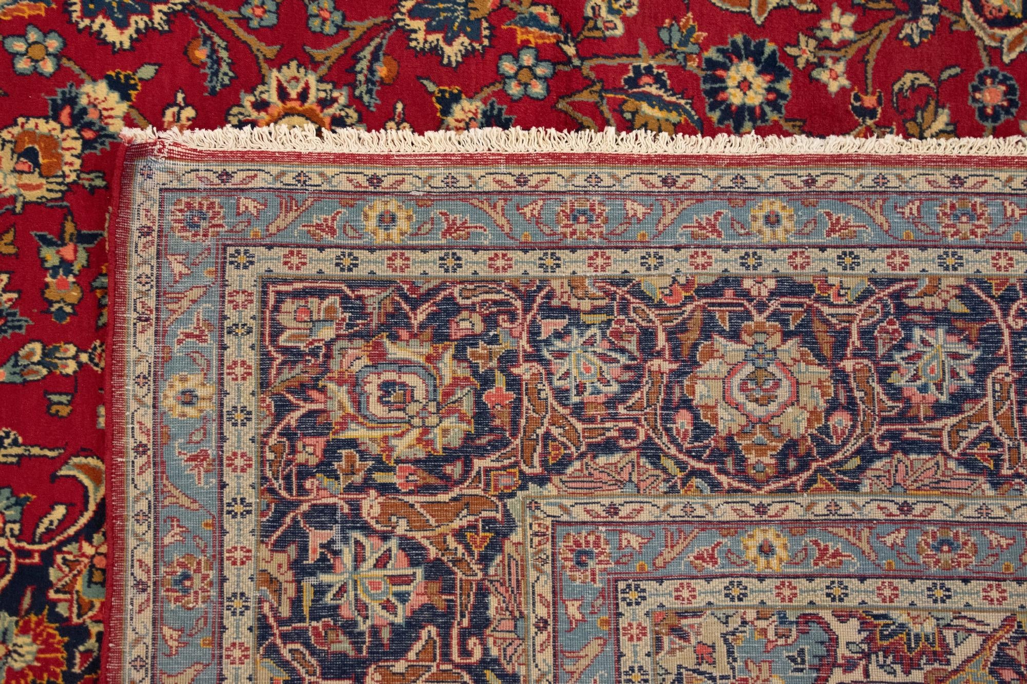 9' 7 x 13' 1 Hand Knotted Kashan Persian Wool Rug