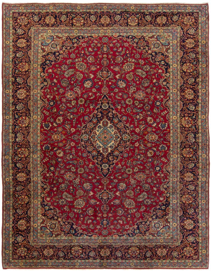 Detail image of 9' 7 x 13' 1 Hand Knotted Kashan Persian Wool Rug