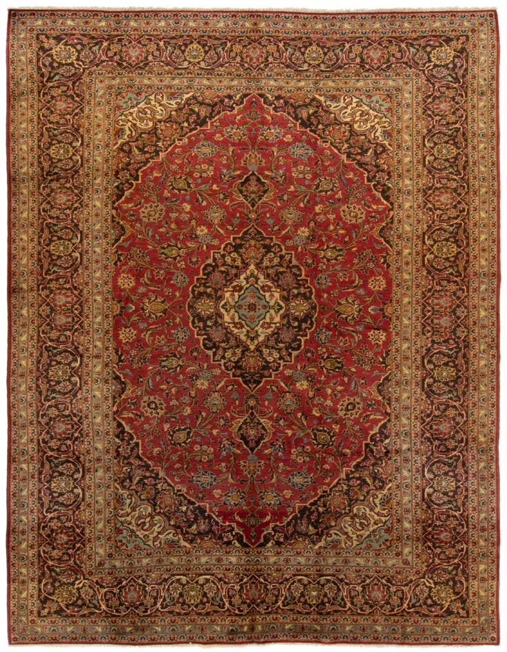 Detail image of 8' 2 x 12' 6 Hand Knotted Kashan Persian Wool Rug