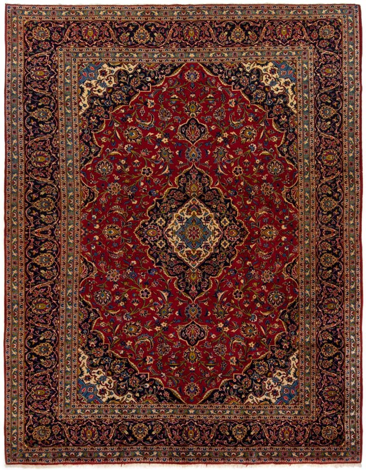 Detail image of 9' 7 x 13' 2 Hand Knotted Kashan Persian Wool Rug