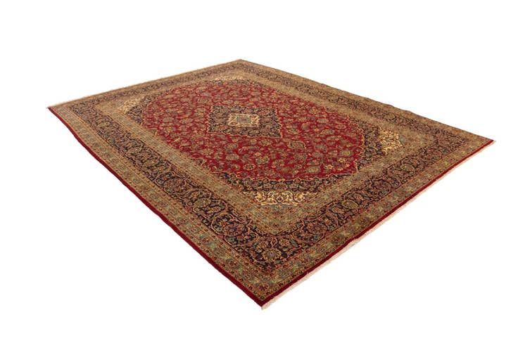 Detail image of 9' 11 x 12' 10 Hand Knotted Kashan Persian Wool Rug