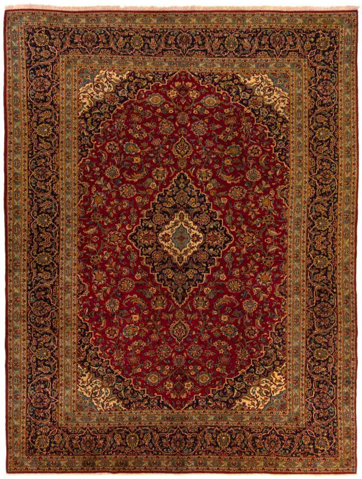 9' 11 x 12' 10 Hand Knotted Kashan Persian Wool Rug