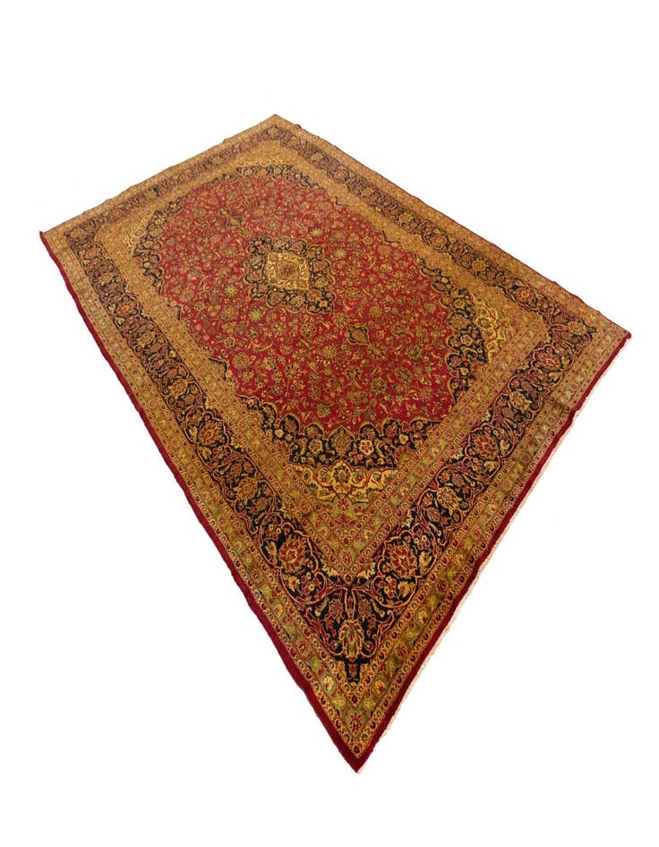 Detail image of 9' 5 x 14' 2 Hand Knotted Kashan Persian Wool Rug