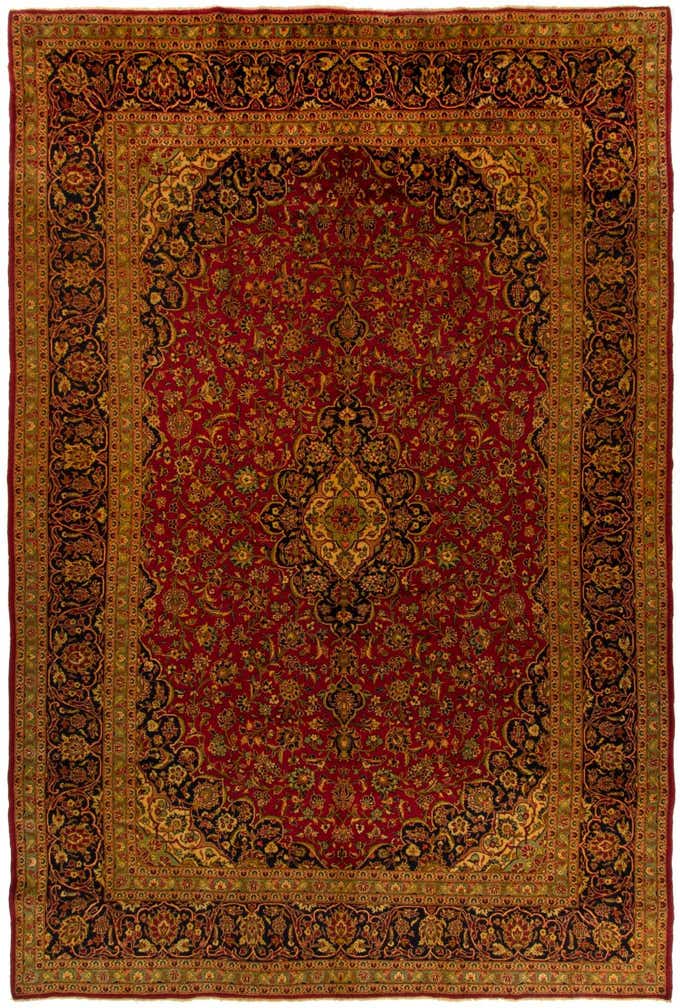 9' 5 x 14' 2 Hand Knotted Kashan Persian Wool Rug