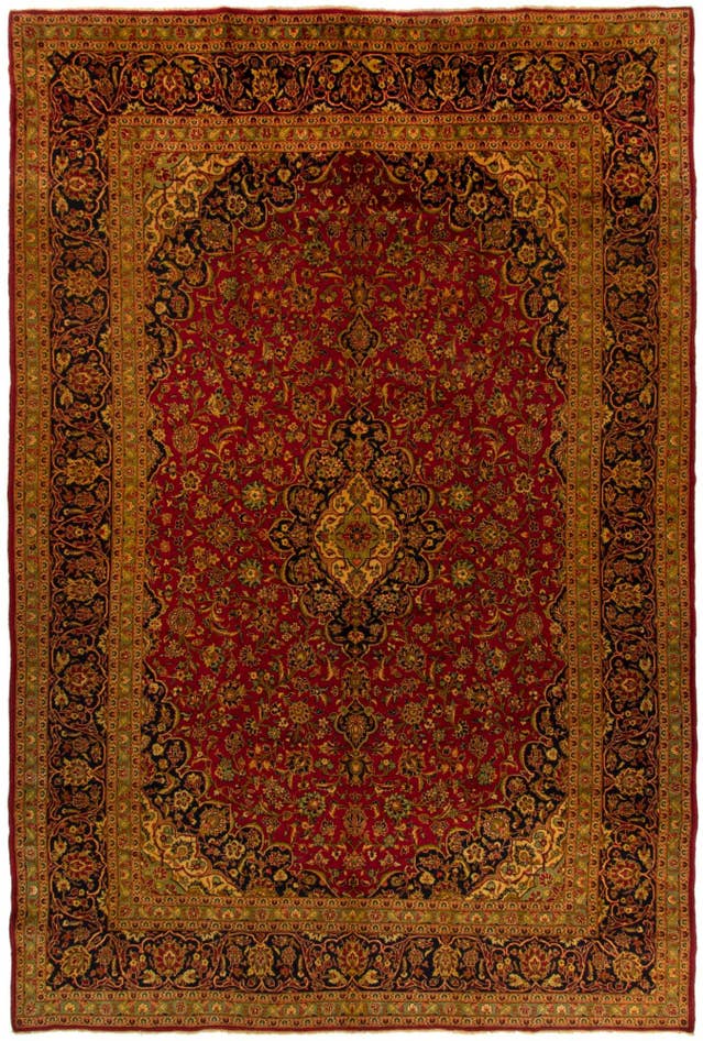 Detail image of 9' 5 x 14' 2 Hand Knotted Kashan Persian Wool Rug