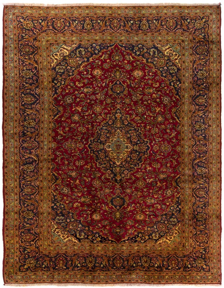 Detail image of 8' 4 x 12' 6 Hand Knotted Kashan Persian Wool Rug