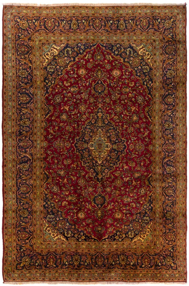 Detail image of 8' 4 x 12' 6 Hand Knotted Kashan Persian Wool Rug