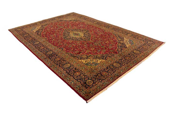 9' 9 x 13' 5 Hand Knotted Kashan Persian Rug