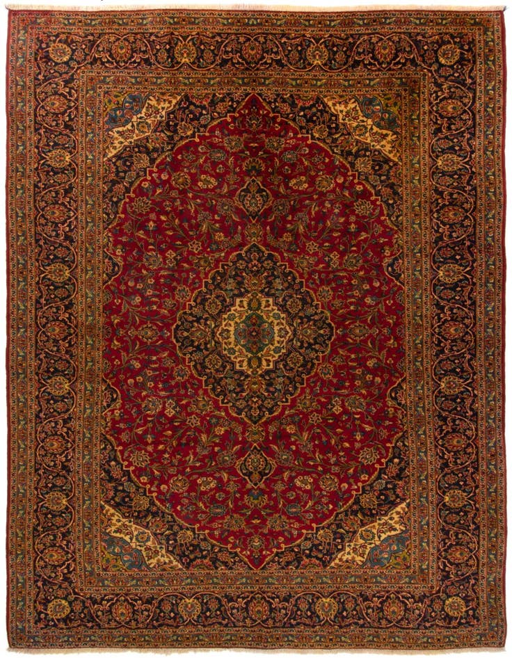 Detail image of 9' 9 x 13' 5 Hand Knotted Kashan Persian Rug