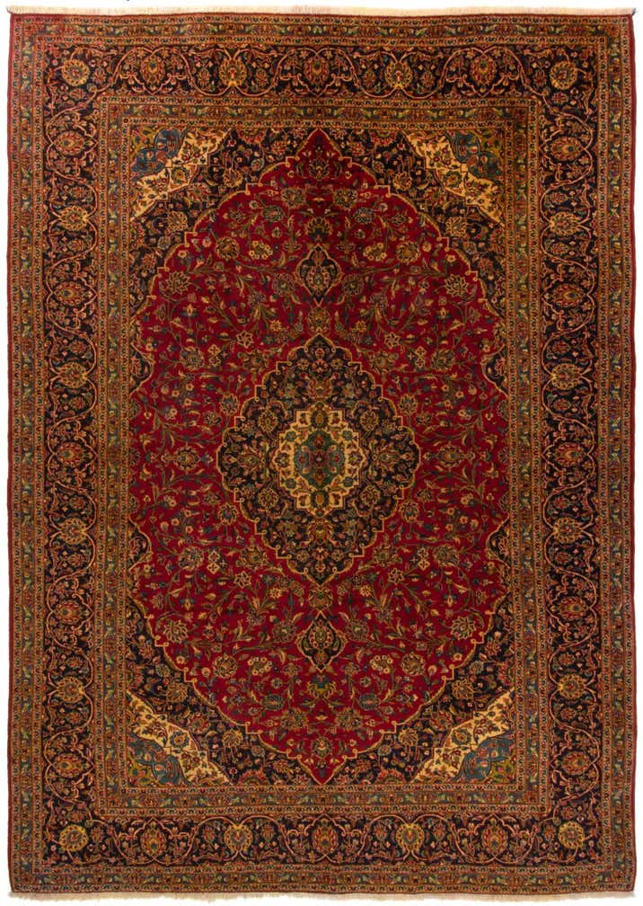 9' 9 x 13' 5 Hand Knotted Kashan Persian Rug