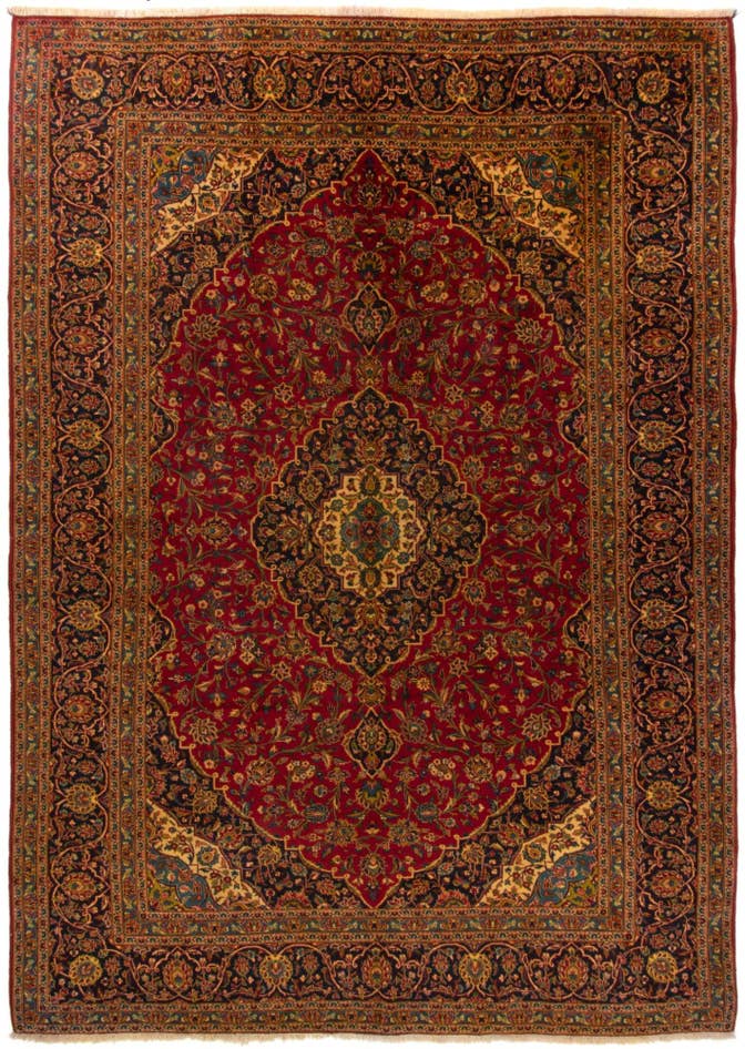 Detail image of 9' 9 x 13' 5 Hand Knotted Kashan Persian Rug