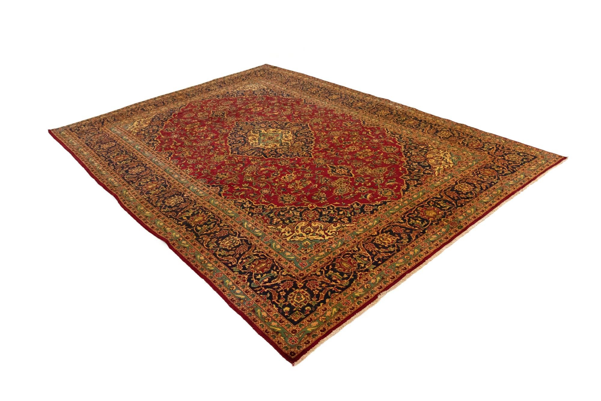 9' 5 x 12' 11 Hand Knotted Kashan Persian Rug