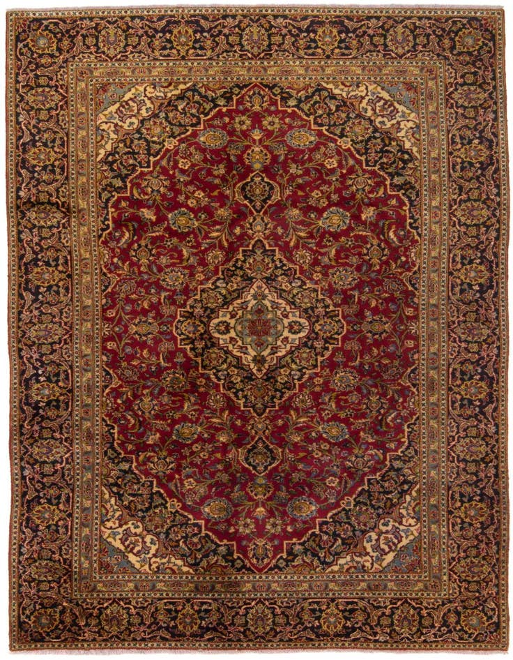 Detail image of 6' x 9' 7 Hand Knotted Kashan Persian Wool Rug