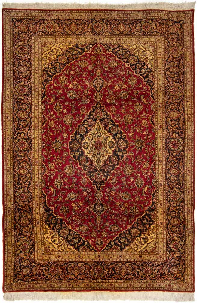 6' 8 x 9' 10 Hand Knotted Kashan Persian Wool Rug
