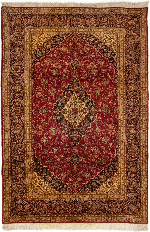 Detail image of 6' 8 x 9' 10 Hand Knotted Kashan Persian Wool Rug