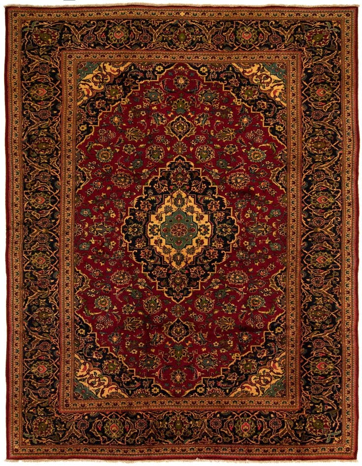 Detail image of 7' 10 x 12' Hand Knotted Kashan Persian Wool Rug