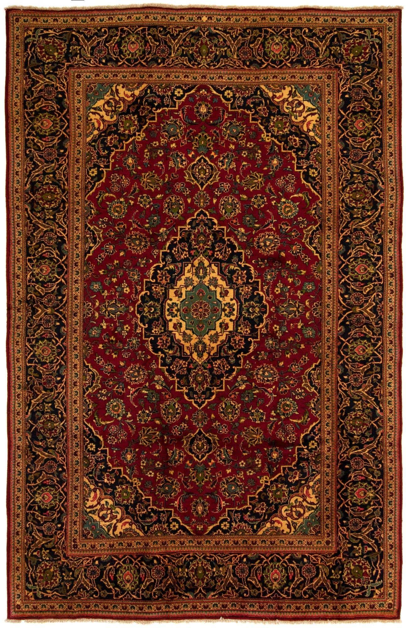 7' 10 x 12' Hand Knotted Kashan Persian Wool Rug
