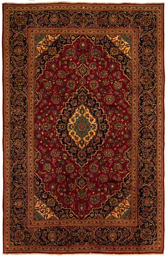 7' 10 x 12' Hand Knotted Kashan Persian Wool Rug