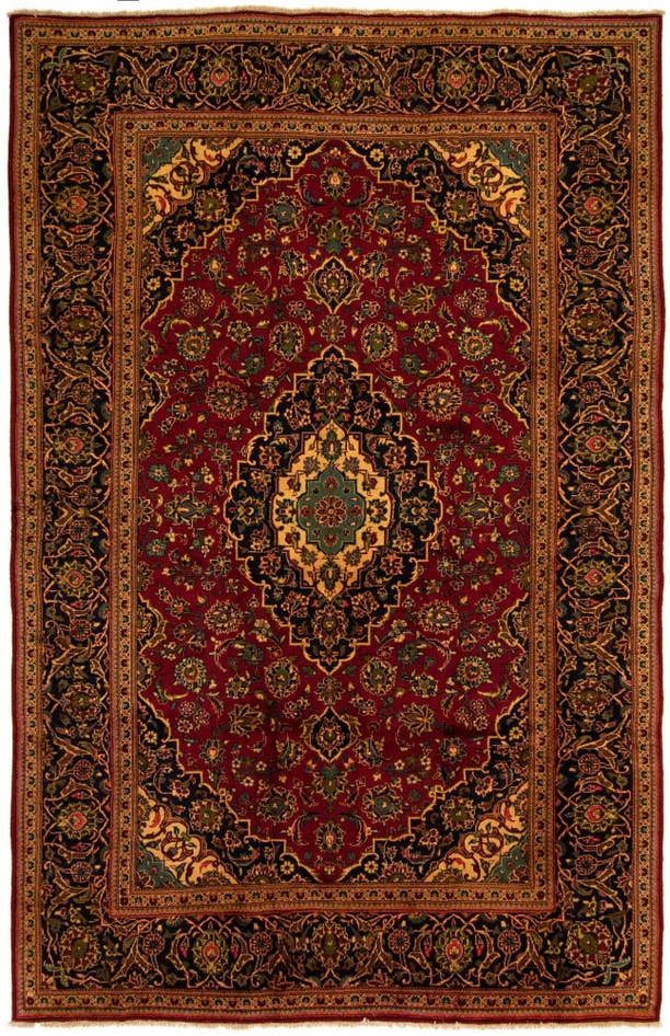 Detail image of 7' 10 x 12' Hand Knotted Kashan Persian Wool Rug