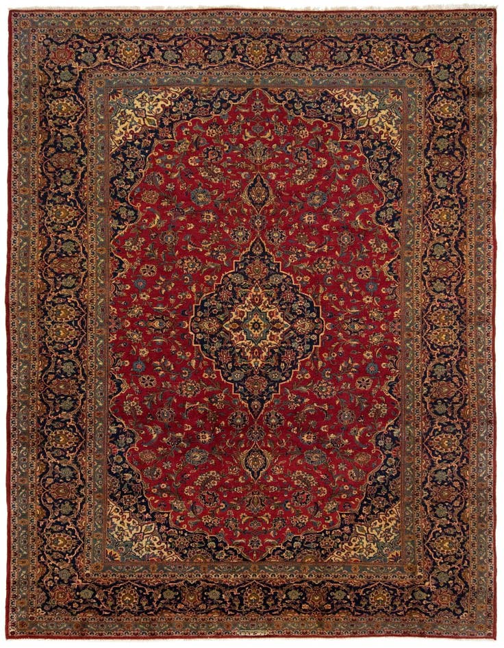 Detail image of 8' 2 x 12' 3 Hand Knotted Kashan Persian Rug