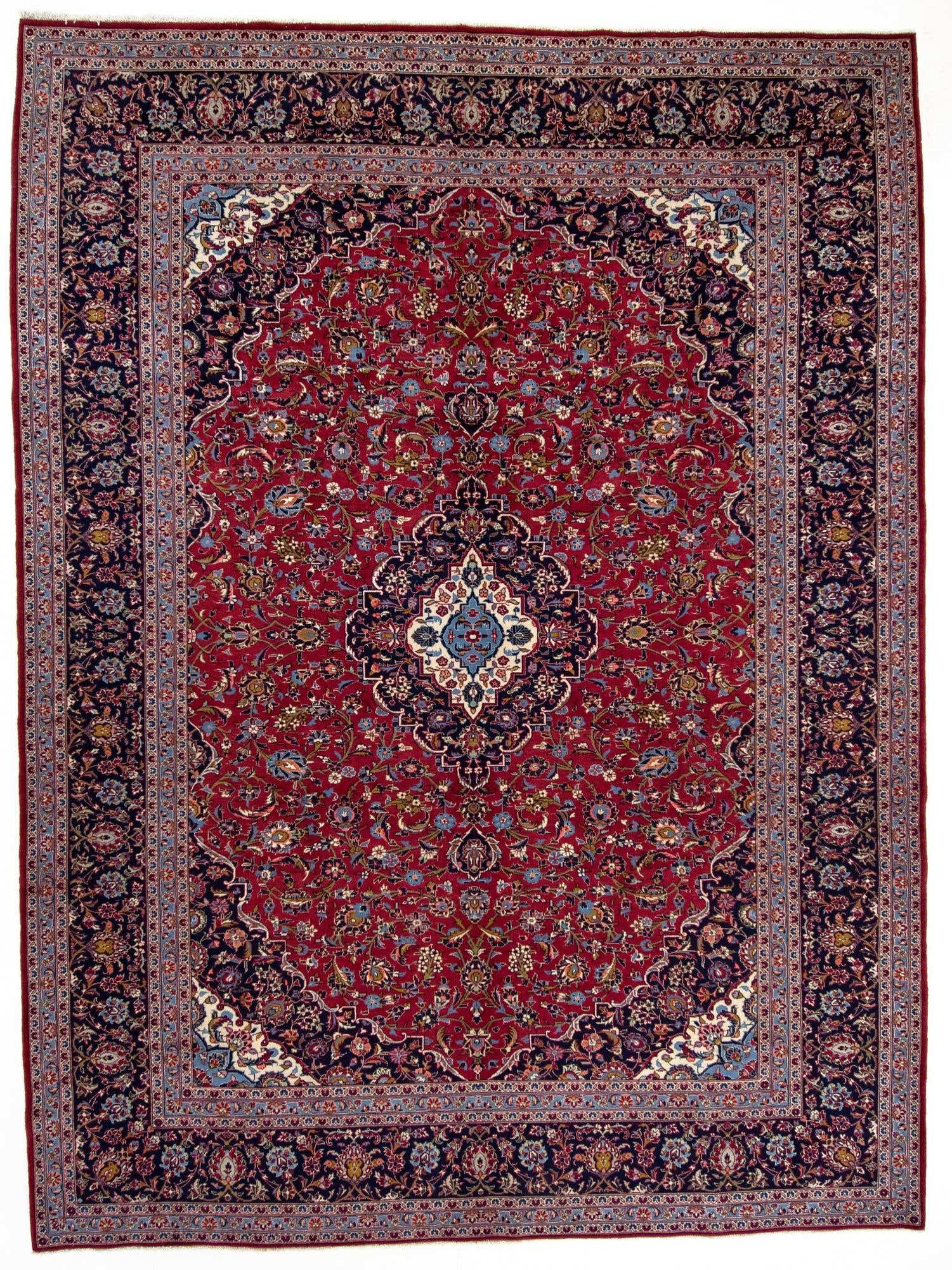 9' 9 x 13' 1 Hand Knotted Kashan Persian Wool Rug