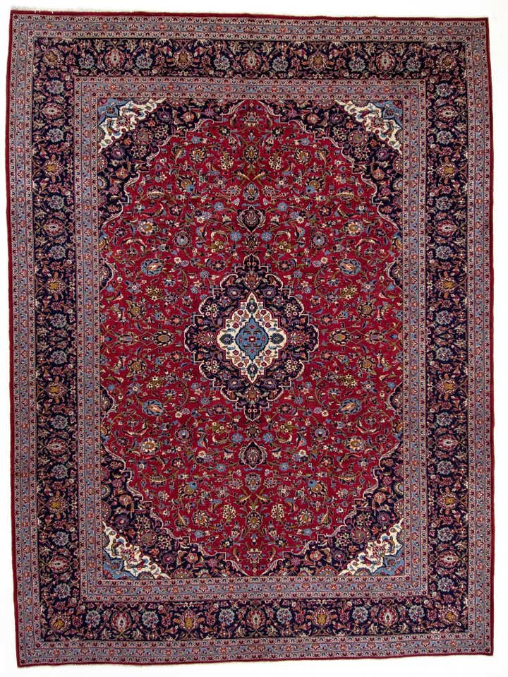 9' 9 x 13' 1 Hand Knotted Kashan Persian Wool Rug