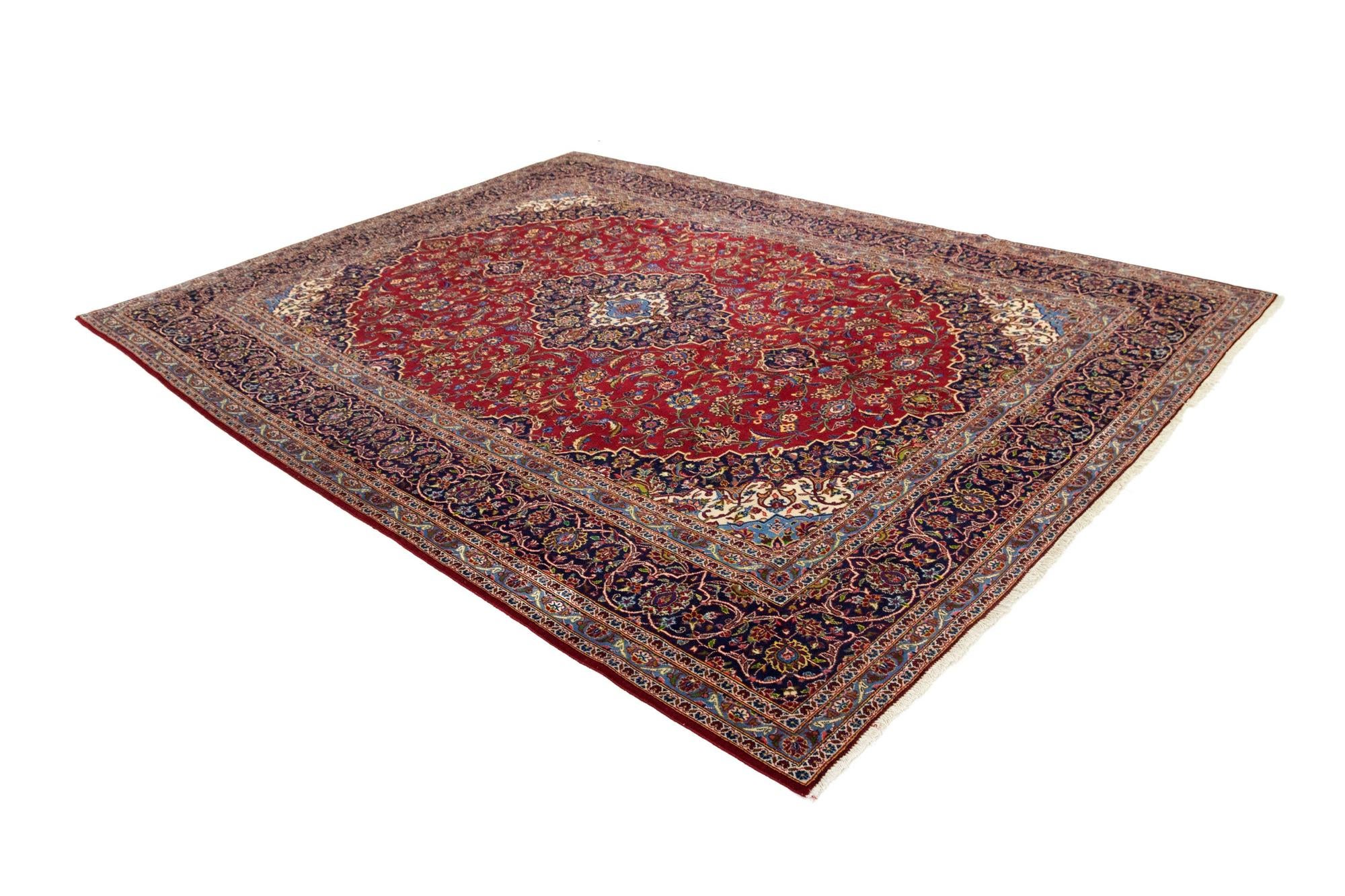 9' 10 x 13' Hand Knotted Kashan Persian Wool Rug