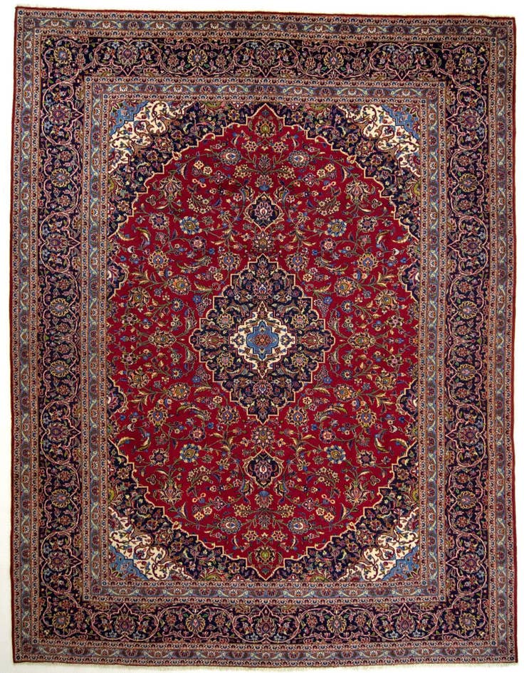 Detail image of 9' 10 x 13' Hand Knotted Kashan Persian Wool Rug