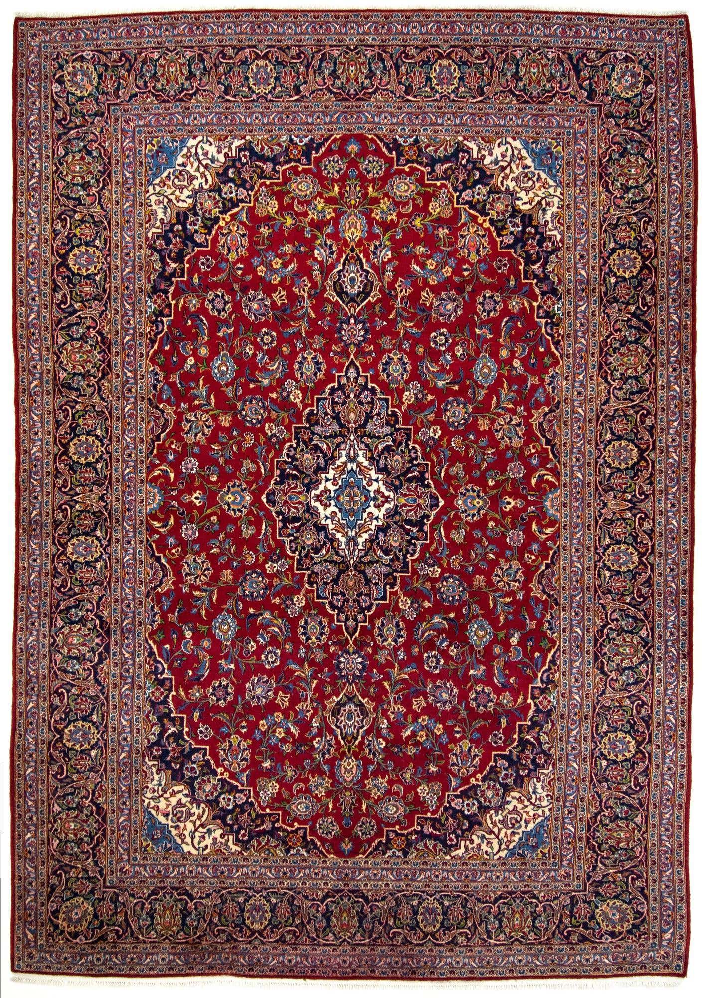 9' 9 x 14' 1 Hand Knotted Kashan Persian Wool Rug