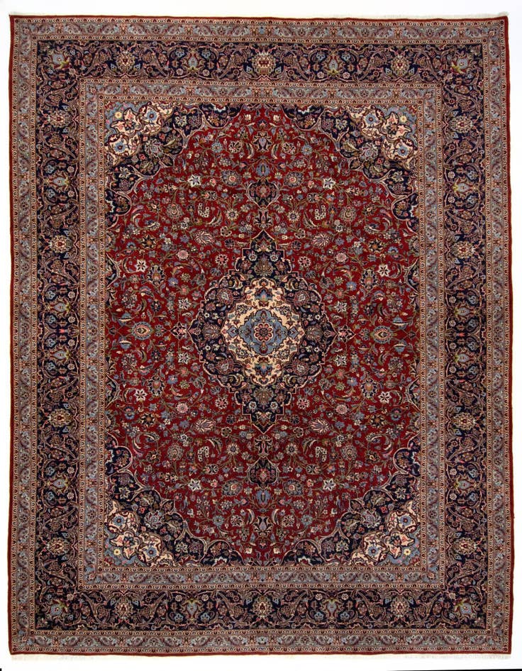 Detail image of 9' 10 x 13' 2 Hand Knotted Kashan Persian Rug