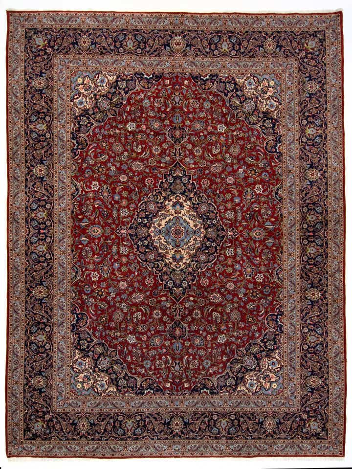 9' 10 x 13' 2 Hand Knotted Kashan Persian Rug