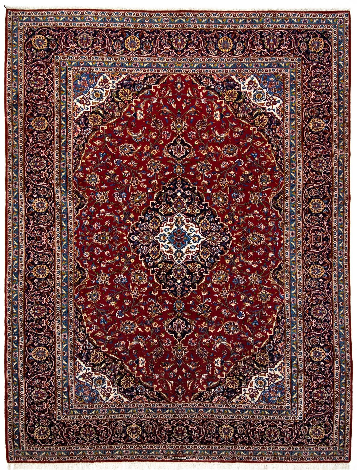 9' 10 x 13' 2 Hand Knotted Kashan Persian Wool Rug