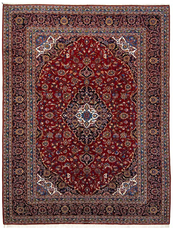 9' 10 x 13' 2 Hand Knotted Kashan Persian Wool Rug