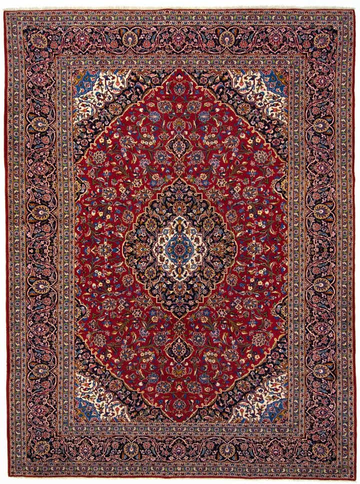 9' 10 x 13' 2 Hand Knotted Kashan Persian Wool Rug