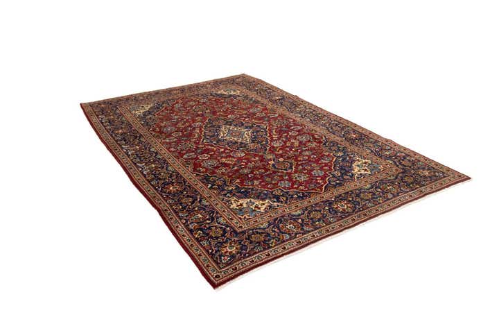 6' 5 x 10' 6 Hand Knotted Kashan Persian Wool Rug