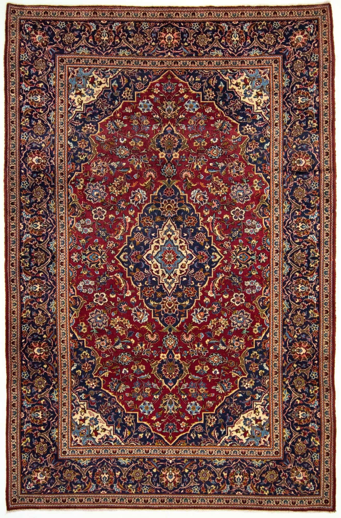 6' 5 x 10' 6 Hand Knotted Kashan Persian Wool Rug