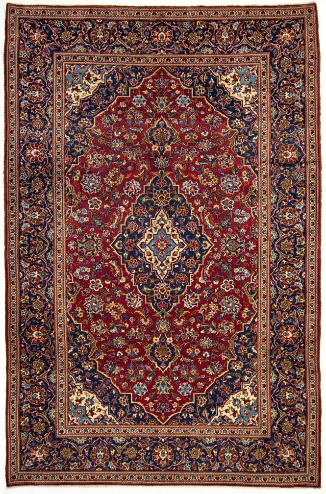 6' 5 x 10' 6 Hand Knotted Kashan Persian Wool Rug