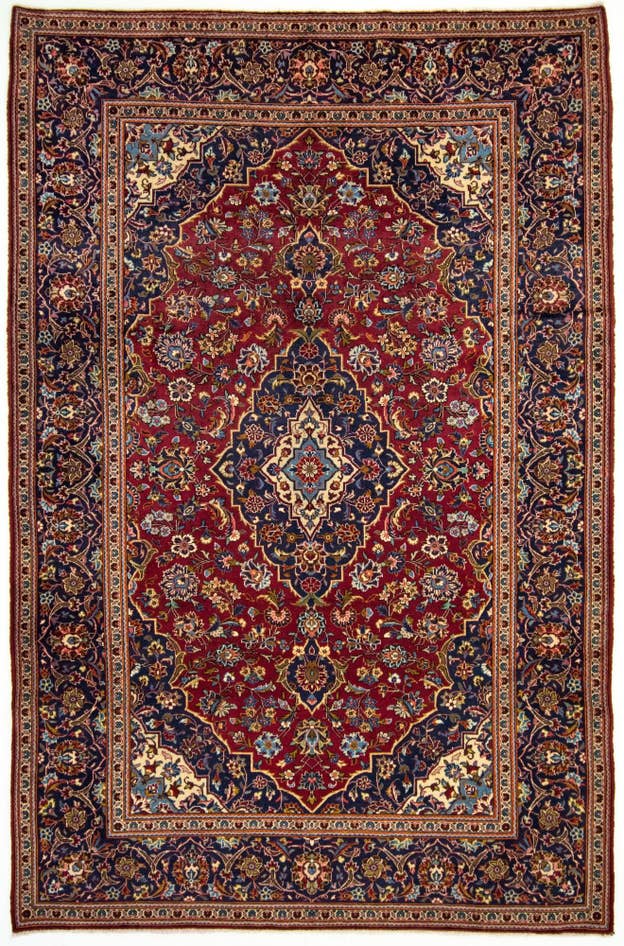 Detail image of 6' 5 x 10' 6 Hand Knotted Kashan Persian Wool Rug