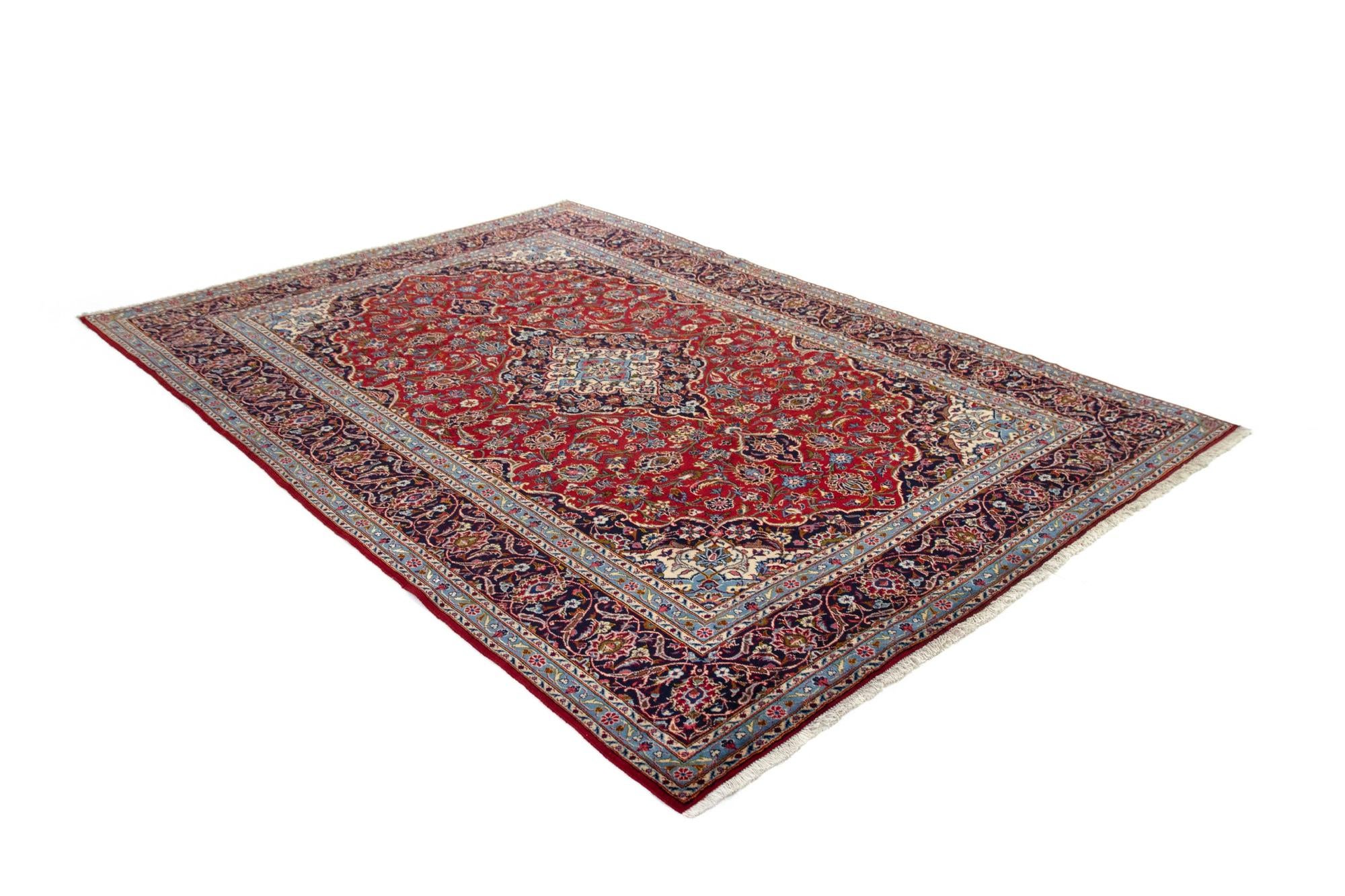 8' x 11' 6 Hand Knotted Kashan Persian Rug